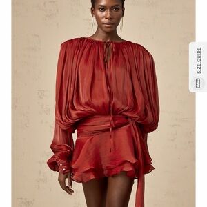 Eugénie Red Fully Pleated Ruffled Mini Dress